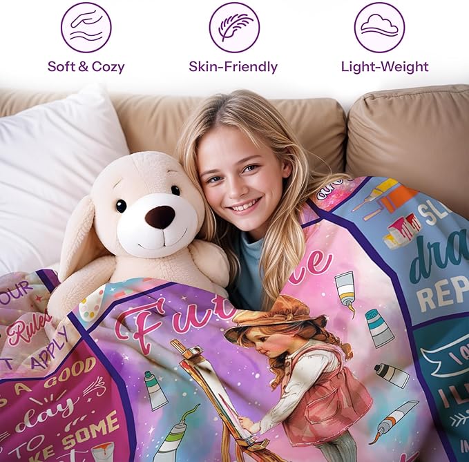 Gifts for Artists, Art Teacher Gifts, Artist Blanket, Art Gifts for Women, Birthday Gift for Art Lovers, Gifts for Artists Women, Painting Blanket on Christmas Birthday 40x50 in