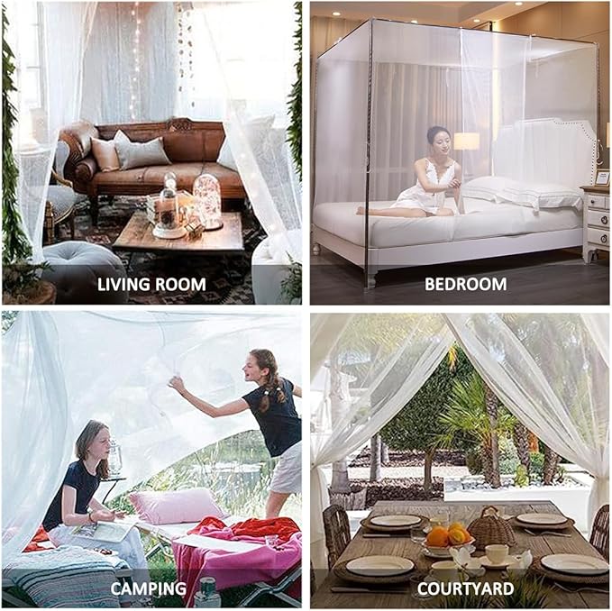 White Mosquito Net Tent for Bed or Plant，Protecting Plant,One Side Opening Canopy Netting Curtain Net for Bedroom Decoration Twin Size（Without Frame）