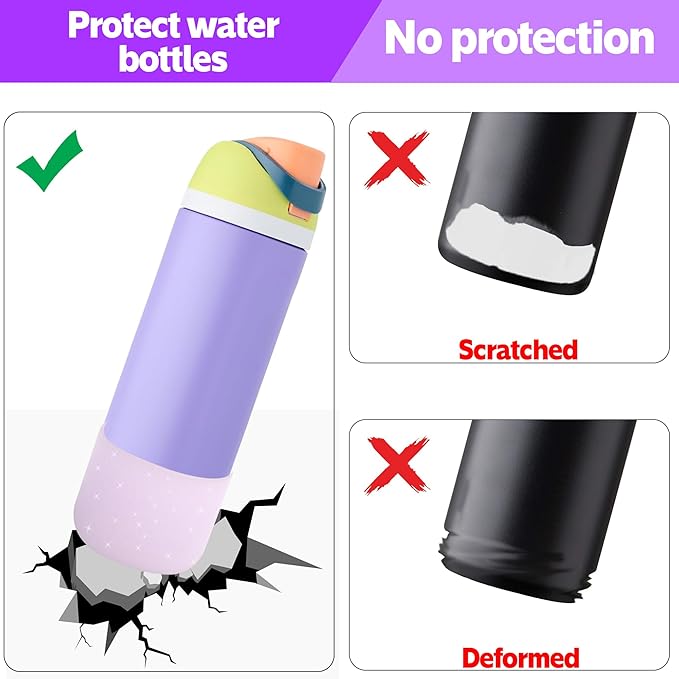 2PCS Silicone Water Bottle Boot for Owala 24oz 32oz 40oz,Anti-Slip Protective Sleeve Bottom Bumper Protector for FreeSip, Twist, and Flip Water Bottles