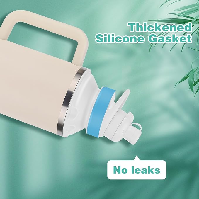 2PCS Bottle Adapter for Stanley Cup 40oz to Cirkul, Lid Cap Converter Accessories, Cirkul Stanley Adapter BPA Free Plastic, Food Grade Silicone Fits for Stanley Water Bottles(White)