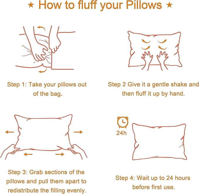 NTBAY Toddler Pillows, Down Alternative 13"x18" Pillows, Machine Washable - Soft and Breathable Travel Small Pillows for Sleeping, Ideal for Daycare, Crib, Cot, Orange