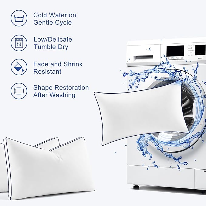 Premium Pillows Standard Size Set of 2, Fluffy and Supportive 7D Down Alternative Bed Pillow, Luxury Soft Hotel Quality Gusseted Pillow for Side Back Stomach Sleeper,Relief Neck Head and Shoulder Pain