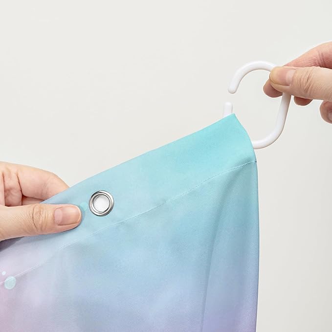 AILONEN Kawaii Sea Turtle Shower Curtain,Tie Die Ocean Animal Themed Bath Curtain Cloth Fabric Bathroom 72" W*96" H Inch,12 Pack Hooks for Kids,Sea Animal with Mushroom Bathroom Curtain