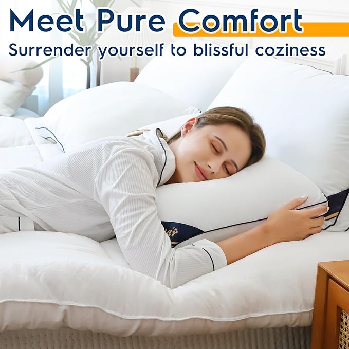 OTOSTAR Pillows Queen Size Set of 4 Bed Pillows for Sleeping Cooling Pillows 4 Pack with 3D Microfiber Filling Breathable Cover Pillows for Back Stomach or Side Sleepers Soft Fluffy Pillows for Bed