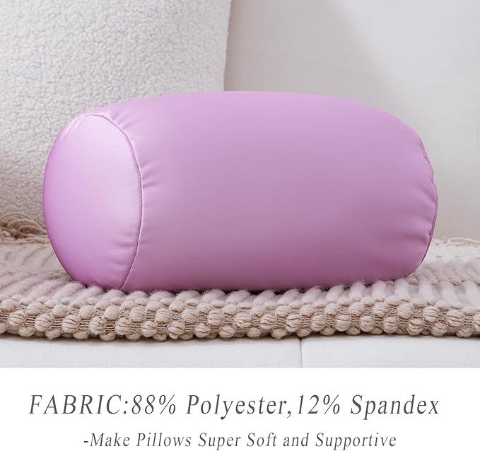 Microbead Body Pillow, Tube Microbead Bolster Bean Smooth Cool Pillow Neck Cervical Roll Pillow for Sleeping 7 x 12Inch Throw Travel Pillow Lavender