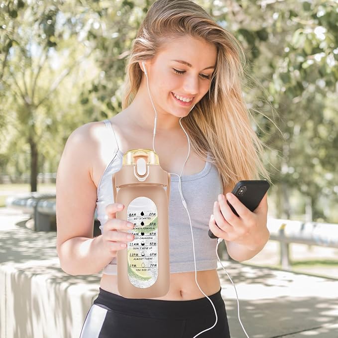 32 oz Glass Water Bottle with Time Marker - 1000ml Large Sports Motivational Water Bottles with Handle & Silicone Case, 1 Liter Leak-proof Measured Drinking Bottle for Gym Fitness Workout (Coffee)