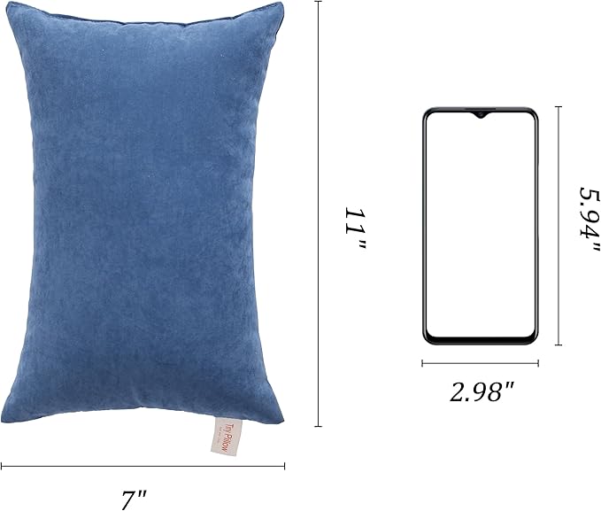 BEDSUM 2 Pack Tiny Pillows, 11"x7" Microfiber Mini Pillows for Travel, Pets, Soft and Machine Washable Small Pillows for Neck, Wrist, and Knee Comfort, Denim Blue
