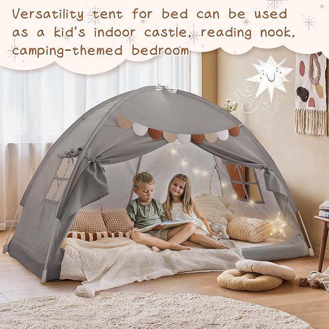Bed Tent Bed Canopy Bunk Twin Size for Kids, Kids Tent Floor Indoor Privacy Sleeping Tents Dream Tents Indoor Drafty Room, Twin Bed Tents Blackout Space on Bed Tents Canopy Tents