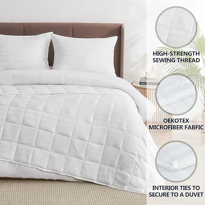 Weighted Blanket for Adult,15lbs Heavy Weighted Blanket 48"x72" Breathable Cooling Summer Blankets, Ultra Soft Cotton Comfort Throw Blanket with Glass Beads for All-Season (White)