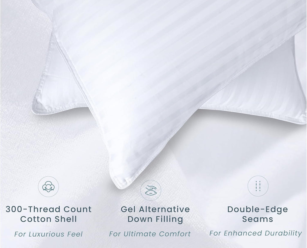 Threadmill Bed Pillows Queen Size Set of 2 | Soft Down Alternative Cooling Bed Pillow for Sleeping | Soft Pillows for Bed | 20x30 Hotel Pillow, Queen Pillows 2 Pack for Back, Stomach or Side Sleepers