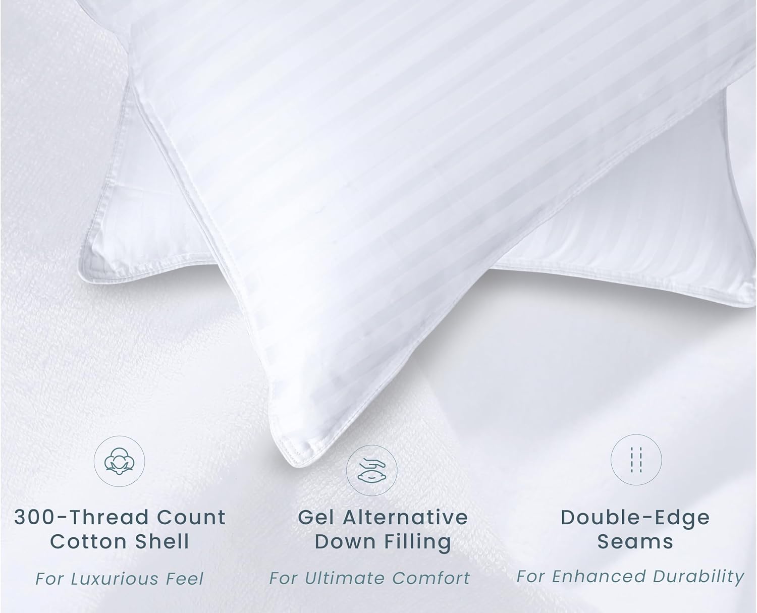 Threadmill Bed Pillows Queen Size Set of 2 | Soft Down Alternative Cooling Bed Pillow for Sleeping | Soft Pillows for Bed | 20x30 Hotel Pillow, Queen Pillows 2 Pack for Back, Stomach or Side Sleepers