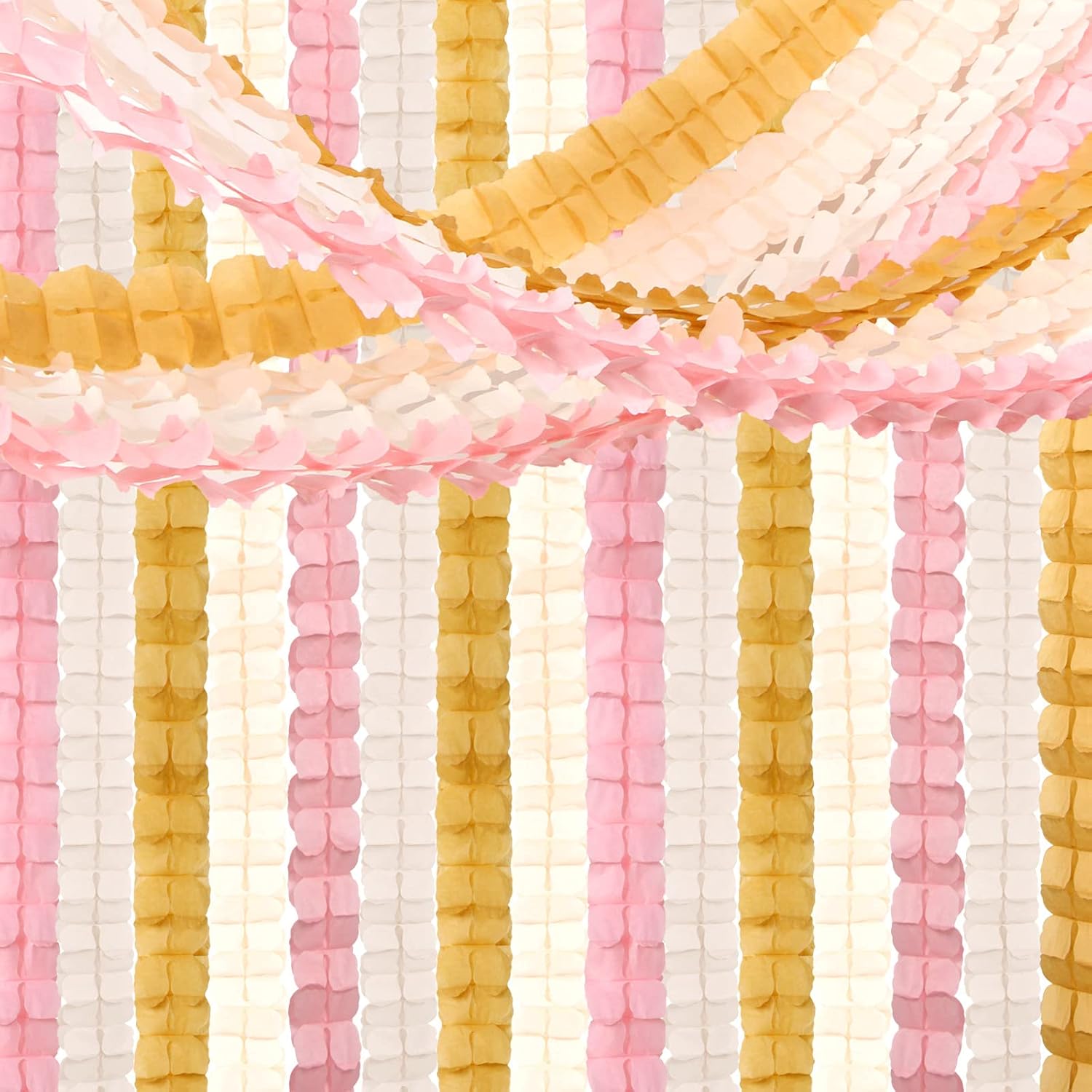 Pink-Peach Gold Party-Decorations Streamers-Garland - 12pcs 4-Leaf Clover Paper Streamer,Bridal Shower Girls Baby Shower Birthday Engagement Wedding Bachelorette Brunch Banners Decor Ouruola