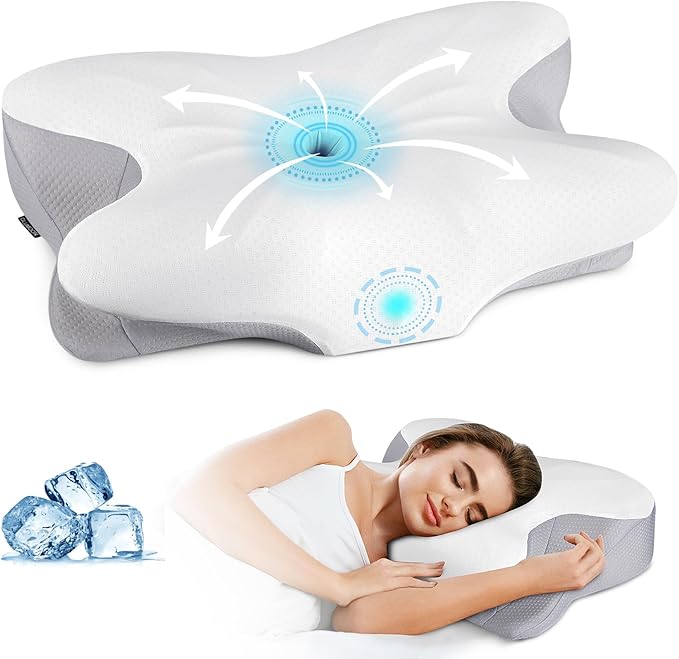 Cervical Neck Pillow - Memory Foam Pillows Ergonomic Neck Support Pillow for Pain Relief, Cervical Pillow for Sleeping, Orthopedic Contour Bed Pillow for Side, Back & Stomach Sleepers