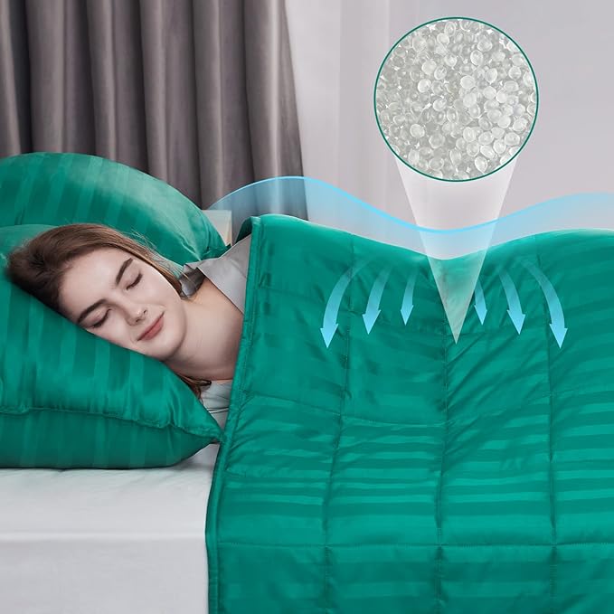 Weighted Blanket,7lbs Heavy Weighted Blanket 40"x60" Breathable Cooling Blanket, Summer Blankets Ultra Soft Comfort Blanket with Glass Beads for All-Season (Green)