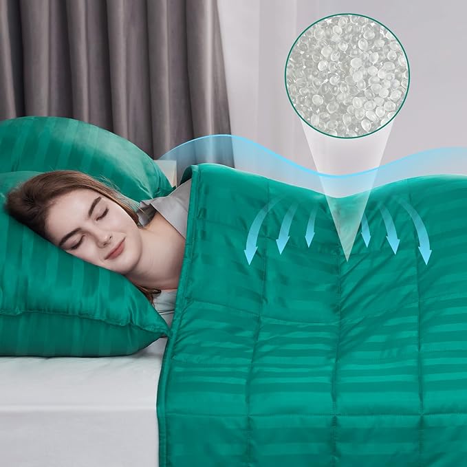 Weighted Blanket for Adult,30lbs Heavy Weighted Blanket 88"x104" Breathable Cooling Summer Blankets, Ultra Soft Cotton Comfort Throw Blanket with Glass Beads for All-Season (Green)