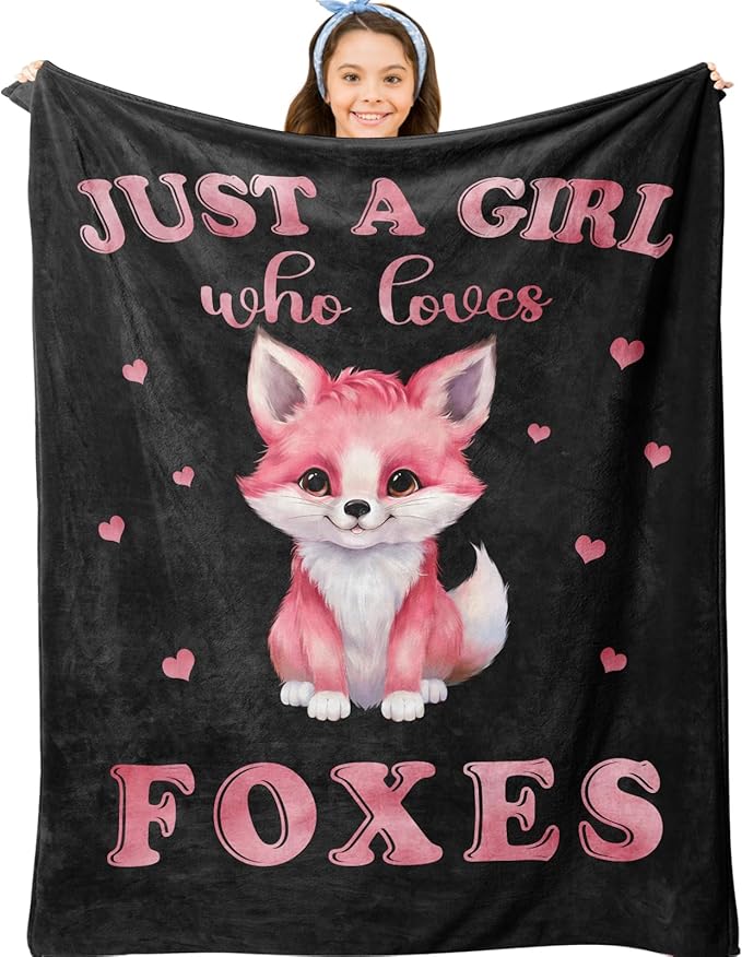 Fox Gifts for Girls, Fox Gifts for Women, Unique Fox Themed Gifts, Fox Blanket for Girls Kids, Just a Girl Who Loves Foxes Blanket, Best Gift Ideas for Fox Lover Blanket 40"X50"