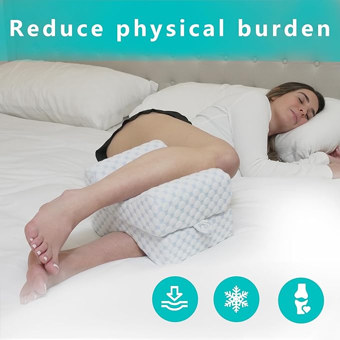 ACCURATEX Knee Pillow for Side Sleepers - Adjustable Leg Pillow for Side Sleeping,Cooling Gel Memory Foam Knee Pillows for Hip Pain,Leg Support Pillow for Sciatica Back Knees Joints Pain Relief