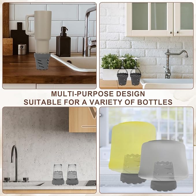 2pcs Drying Rack for Water Bottles, BPA Free Silicone Drying Rack for 15oz-100oz Bottles and Tumblers, Stackable Bottle Drying Holder Rack for HydroFlask, Yeti, Simple Modern, Camelbak(Grey)