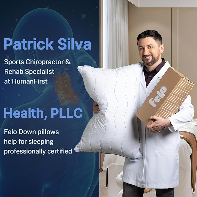 felo Feather Down Pillow King Size,CloudFusion Goose Pillow for Sleeping, Luxury Hotel Collection Bed Pillow, Supportive Soft Pillow for Side Back Pain Sleepers, 100% Organic Cotton Shell (20" x 36")