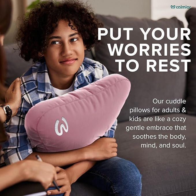 Calmier - 6 lb Sensory Weighted Pillow - Glass Bead Filled Hug Pillow - Ultra Plush Cozy Weighted Pillows for Adults and Kids - Child Sensory Pillow - Weighted Lap Pad (Pink - Minky, 6 LBS)