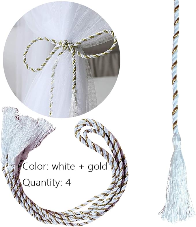 Comtelek Mosquito NET for Bed Canopy, Four Corner Post Curtains Bed Canopy Elegant Mosquito Net Set, Stick Hook &Profession Rope for net, Screen Netting Canopy Curtains, Full/Queen/King/White