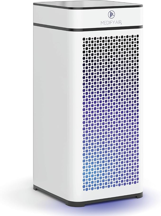 Medify MA-40 UV Light Air Purifier with True HEPA H14 Filter | 1,793 ft² Coverage in 1hr for Wildfires Smoke, Odors, Pollen, Pets | Quiet 99.9% Removal to 0.1 Microns | White, 1-Pack