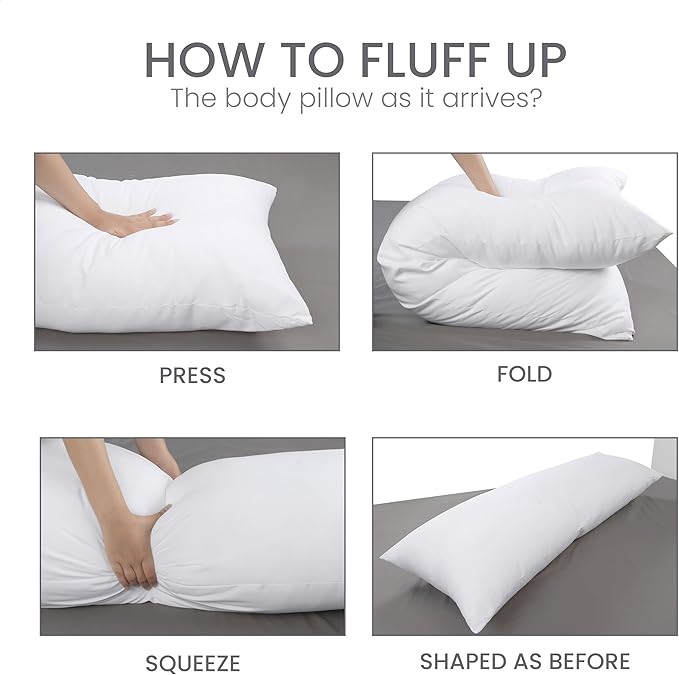 Utopia Bedding Full Body Pillow for Adults (White, 20 x 54 Inch, Pack of 06), Long Pillow for Sleeping, Large Pillow Insert for Side Sleepers