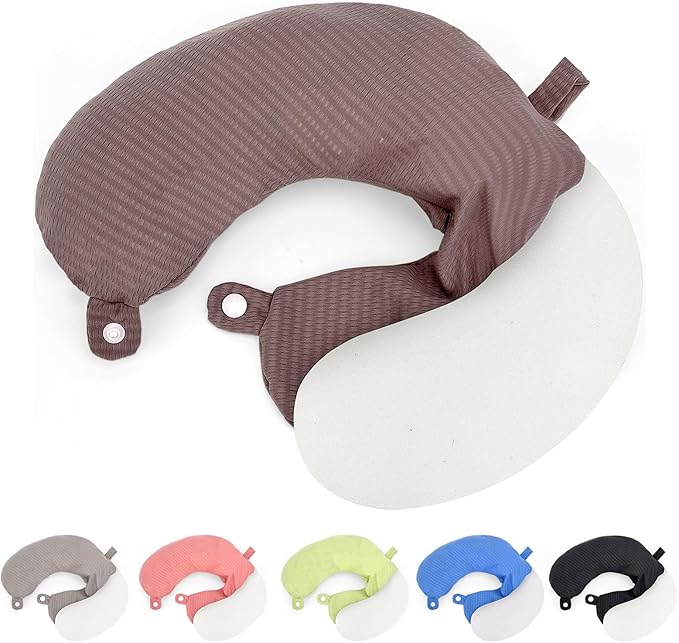 Travel Neck Pillow Cover Neck Pillow Replacement Cover Travel U Neck Pillow Case Cover Soft and Smooth Neck Pillow Cover Brown (Only Pillow Cover, No Filler)