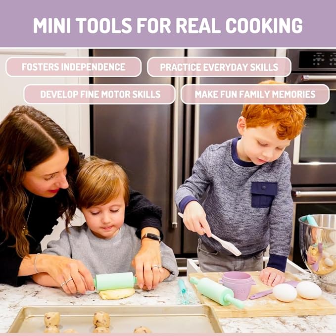 melii 5 Piece Real Mini Baking Tool Set, Cooking Tools for Kids
