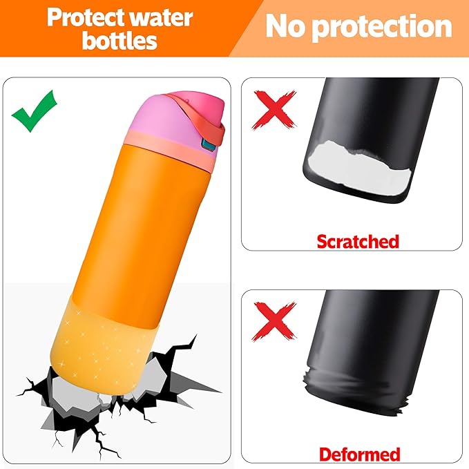 2PCS Silicone Water Bottle Boot for Owala 24oz 32oz 40oz,Anti-Slip Protective Sleeve Bottom Bumper Protector for FreeSip, Twist, and Flip Water Bottles