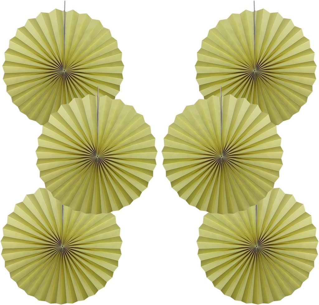 BARTHEW Yellow Hanging Paper Fans,Yellow Accessories Paper Decorations for Party,Color Party Decorations,Bee Themed Classroom Decor,16in Hanging Paper Fans 30 Color DIY Set （Light Yellow）