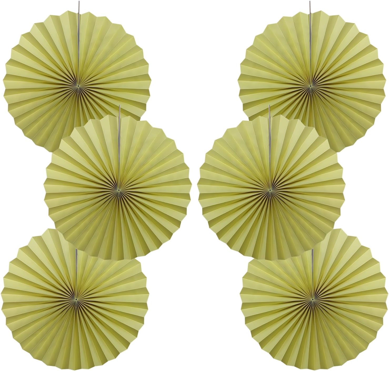 BARTHEW Yellow Hanging Paper Fans,Yellow Accessories Paper Decorations for Party,Color Party Decorations,Bee Themed Classroom Decor,16in Hanging Paper Fans 30 Color DIY Set （Light Yellow）