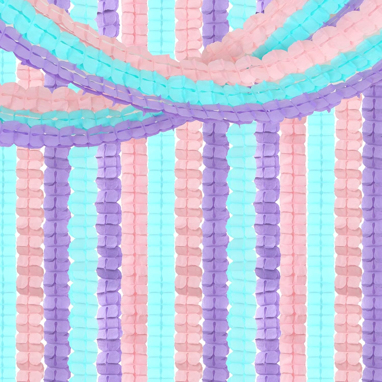 Pink-Purple Mint Mermaid Party-Decorations Streamers-Garland - 12pcs Teal Ocean-Themed 4-Leaf Clover Paper Streamer,Bridal Shower Girls Baby Shower Birthday Wedding Banners Decor Ouruola