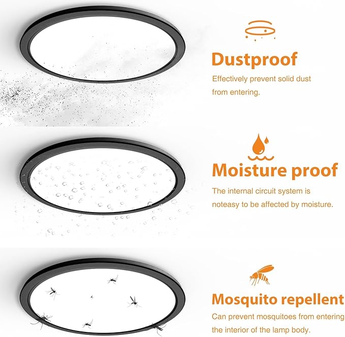 slochi 12 Inch Flush Mount LED Ceiling Light Fixture Black, 28W 5000K Ceiling Lamp, 3200LM Super Bright Daylight Surface Mount LED Ceiling Light Fixture for Kitchen, Bedroom, Laundry, Closet Room