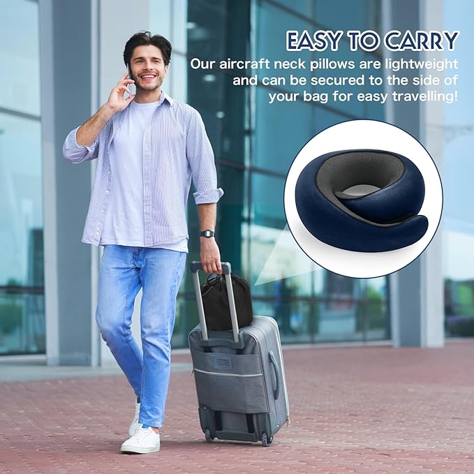 2024 New Memory Foam Travel Neck Pillow for Airplanes，Ultimate Comfort and Support, Ideal for Airplane and Car Travel ，Compact, Convenient, and Versatile Airplane Sleeping Pillow.