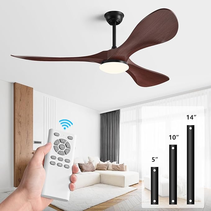 Ceiling Fan with Light and Remote,52 Inch Outdoor Ceiling Fan with 3 Blades for Patios,Modern Ceiling Fan Noiseless Reversible DC Motor 6 Speeds with 3 Color Temperature and Timer for Farmhouse
