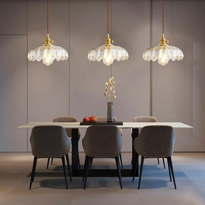 Glass Pendant Lights Kitchen Island, Vintage Pendant Light Fixtures Small Pendant Light Dining Room, Sloped Hanging Lamps for Living Room, Schoolhouse, Entryway, Foyer, E26