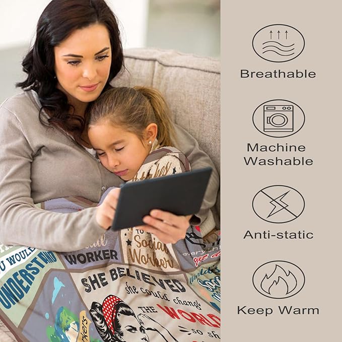 Social Worker Gifts for Women, Social Worker Gifts, Social Worker Office Decor, Social Work Gifts, School Social Workers Graduation Gift, Social Worker Blanket 50x60 in