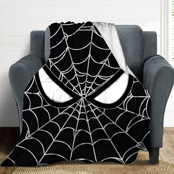 Anime Blanket, 50"" x 40"" Super Hero Throw Blanket, Super Fuzzy Comfy Plush Bedding, Blanket for Boys Girls, Birthday Gifts, Black