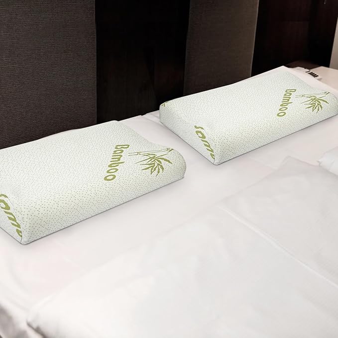 iMounTEK Bed Pillow Rayon derived from Bamboo Memory Foam Pillow, Sleep Pillow Contoured Orthopedic Pillow Soft Neck Support Breath Pillow (L)