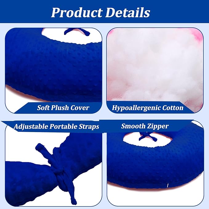 BBL Pillow After Surgery for Butt Sleeping, Brazilian Butt Lift Pillow Post Surgery Recovery for Sitting Sleeping Driving Donut Pillow for Woman Lumbar Back Cushion Seat Foam (Navy Blue)