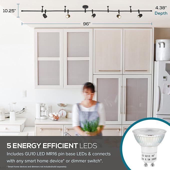 Catalina Lighting 96" Track Ceiling Light, Oil Rubbed Bronze, Transitional 5-Light LED Flex Track, Bulb Included, for Kitchen, Living Room, Home Lighting