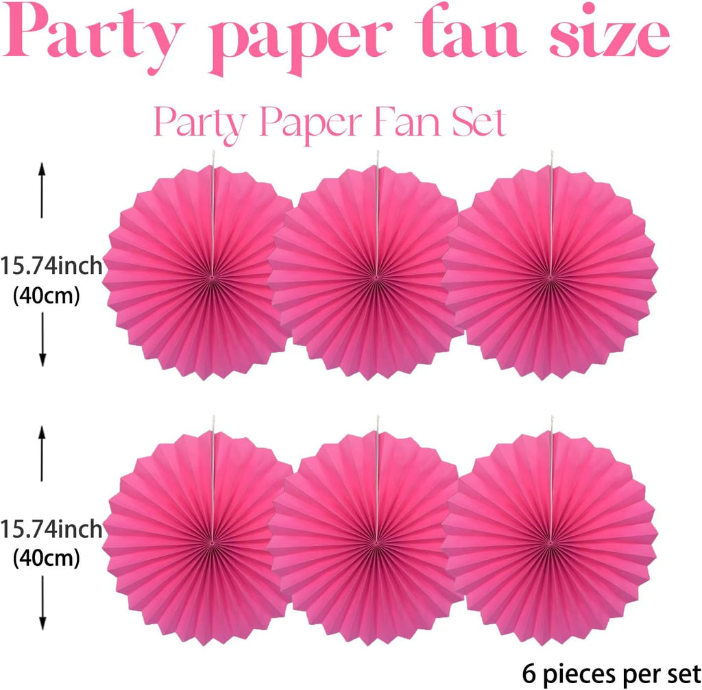 Red Graduation Party Decor,Girls Party Decorations ,Party Supplies Party Fans 16in, Anniversary Decorations for Party,Wedding Graduation Events Accessories 30 Color DIY Set （Rose Red）