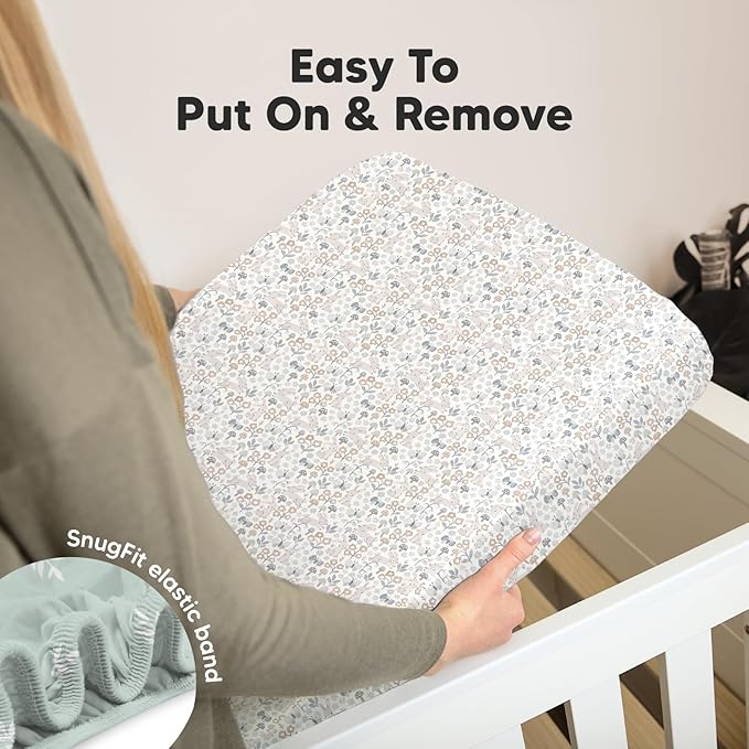 2-Pack Organic Crib Sheets for Boys, Girls - Jersey Fitted Crib Sheet, Baby Crib Sheets Neutral, Crib Mattress Sheet, Cotton Crib Sheets, Breathable Crib Sheet, Baby Mattress Sheets (Prairie)