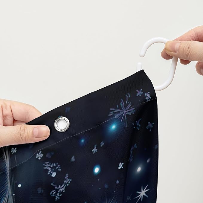 AILONEN 3D Howling Wolf Shower Curtain for Bathroo,Night Galaxy Starry Wolf Safari Animal Print Boys Teen Decor Bath Curtain 72" W*84" H Polyester Fabric Waterproof Bathroom Curtain with 12 Hooks