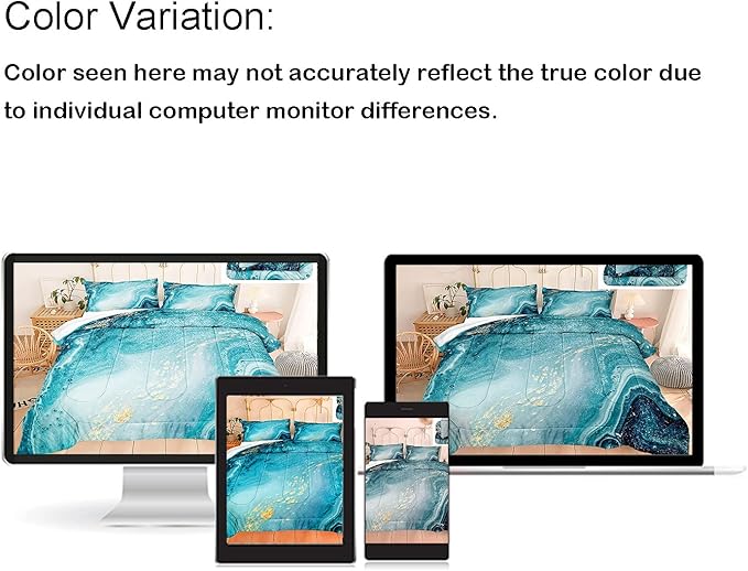 Bedbay Blue Marble Comforter King Size Blue and Gold Marble Bedding Set for Women Adults Western Bedroom Decor Aesthetic Watercolor Marble Quilt Set 4 Pcs Soft Microfiber Duvet Set (Blue,King)