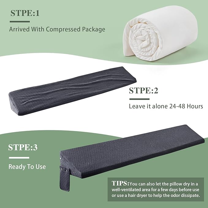 Full Size Bed Wedge Pillow - for Headboard Gap/Headboard Pillow/Mattress Wedge /Bed Gap Filler (54"x10"x6") - Bloster Triangle Pillow for Sleeping To Fill Gap (0-8") Between Headboard and Mattress