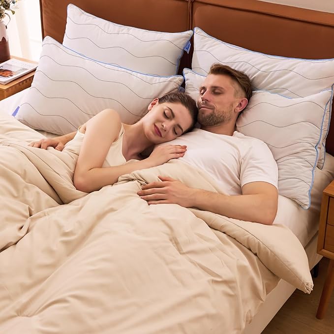 felo Feather Down Pillows King Size Set of 4, Goose Pillow for Sleeping, Luxury Hotel Collection Bed Pillow, Support Pillow for Side Back Pain Sleepers, 100% Organic Cotton (20" x 36")