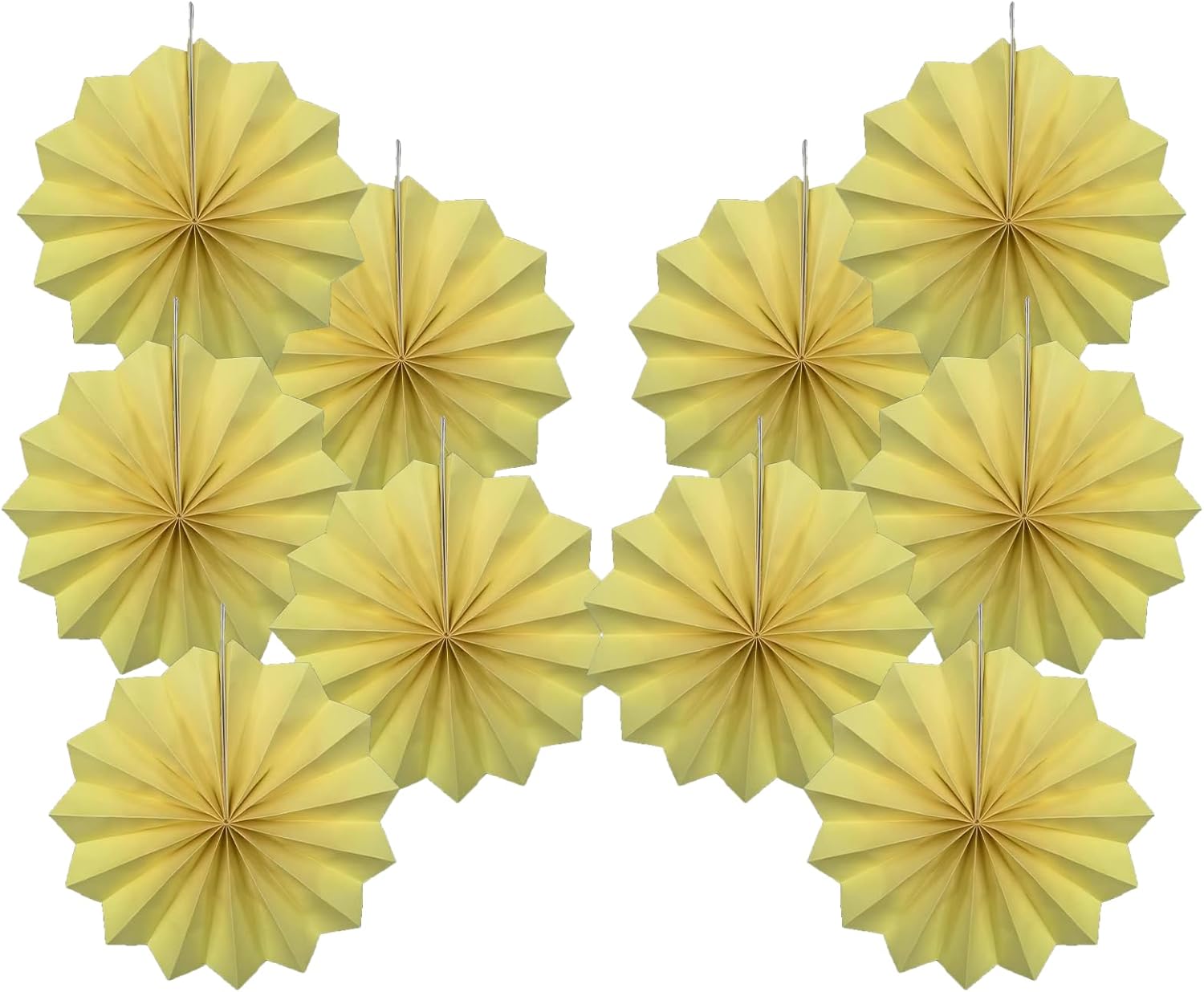 Yellow Hanging Paper Fans,Yellow Accessories Paper Decorations for Party,Color Party Decorations,Bee Themed Classroom Decor,8in Hanging Paper Fans 30 Color DIY Set （Light Yellow）