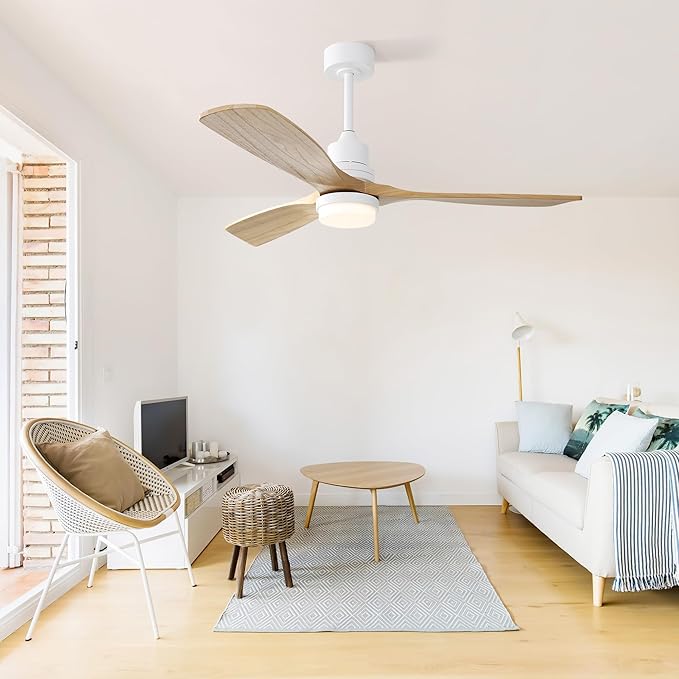 NicBex Ceiling Fan 52 Inch Ceiling Fans with Lights Ceiling Fan with 3 Blades and Remote Control Reversible DC Motor Ceiling Fans for Bedroom, Living Room, White